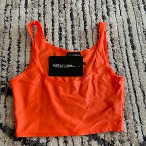 Orange Neon Square Neck Crop Top